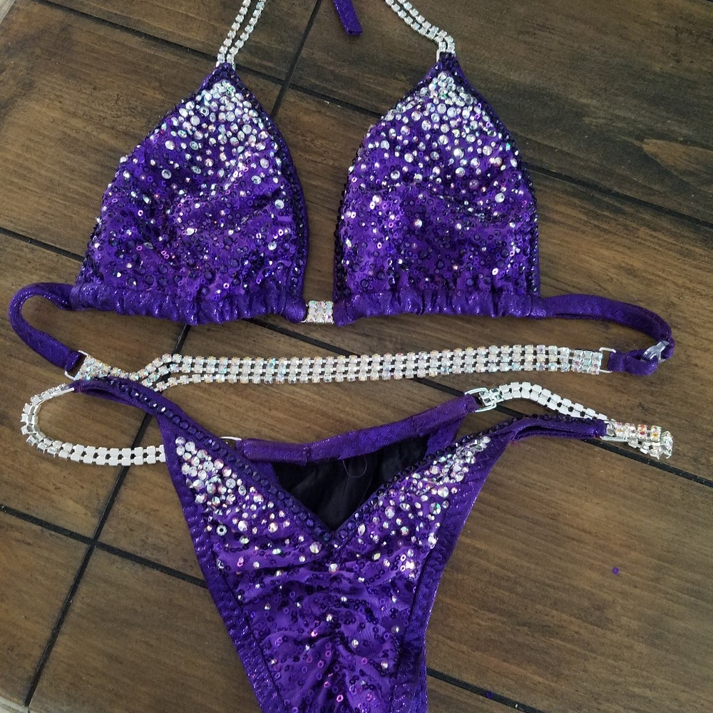 Beautiful Deep Purple Bikini Competition Suit